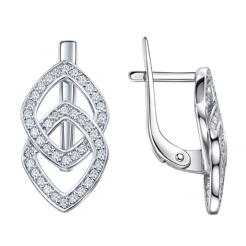 Серьги с фианитами из серебра 925 пробы