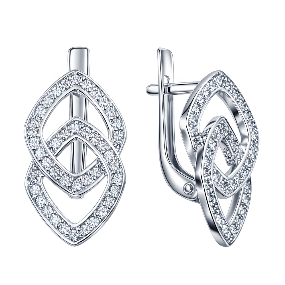 Серьги с фианитами из серебра 925 пробы