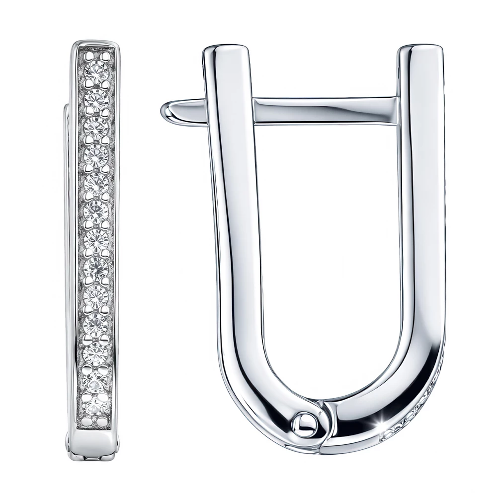 Серьги с фианитами из серебра 925 пробы