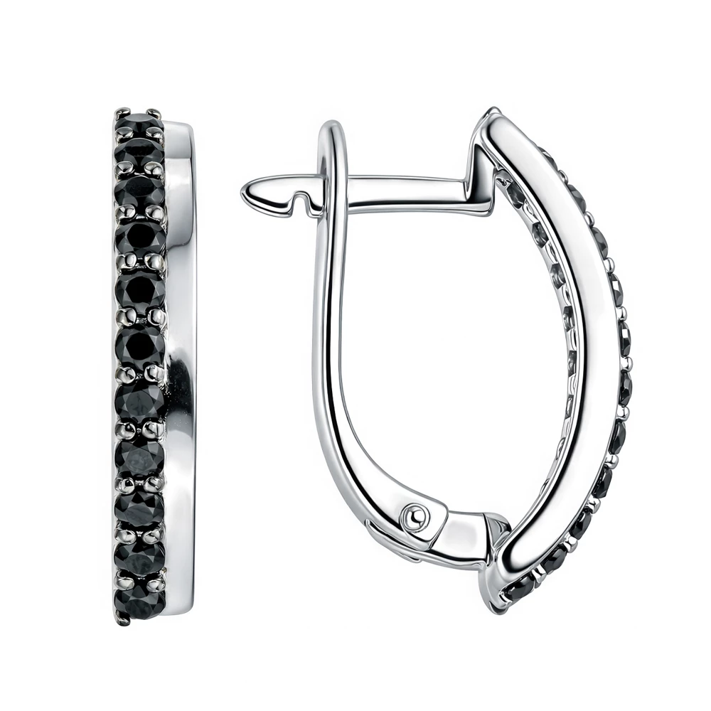 Серьги с фианитами из серебра 925 пробы