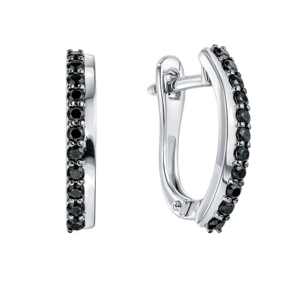 Серьги с фианитами из серебра 925 пробы