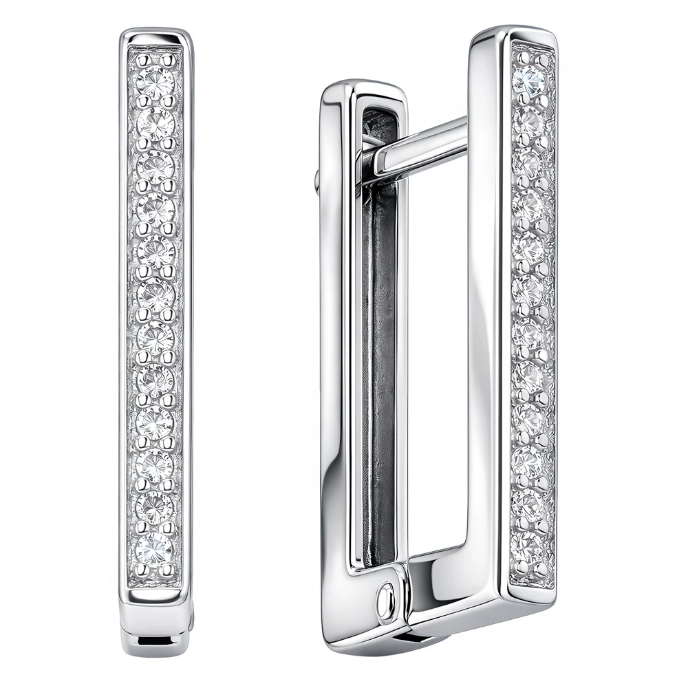 Серьги с фианитами из серебра 925 пробы