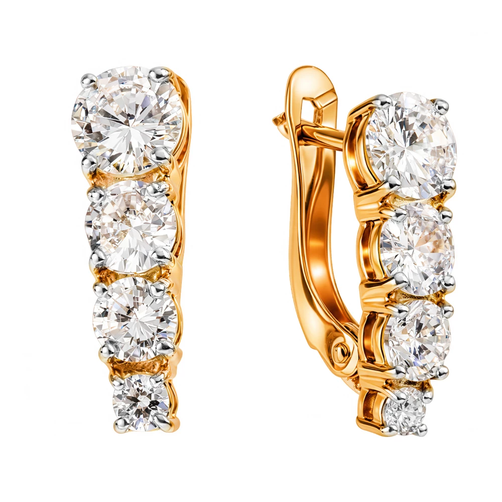 Серьги с фианитами из серебра 925 пробы