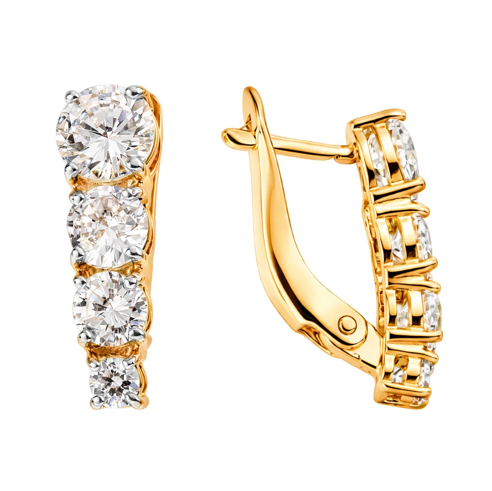 Серьги с фианитами из серебра 925 пробы