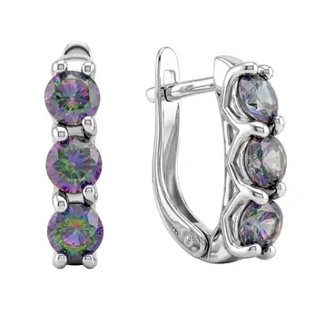 Серьги с фианитами из серебра 925 пробы