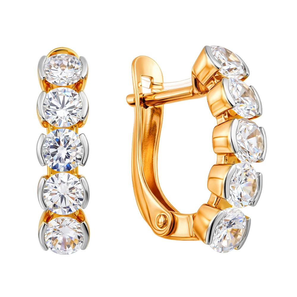 Серьги с фианитами из серебра 925 пробы