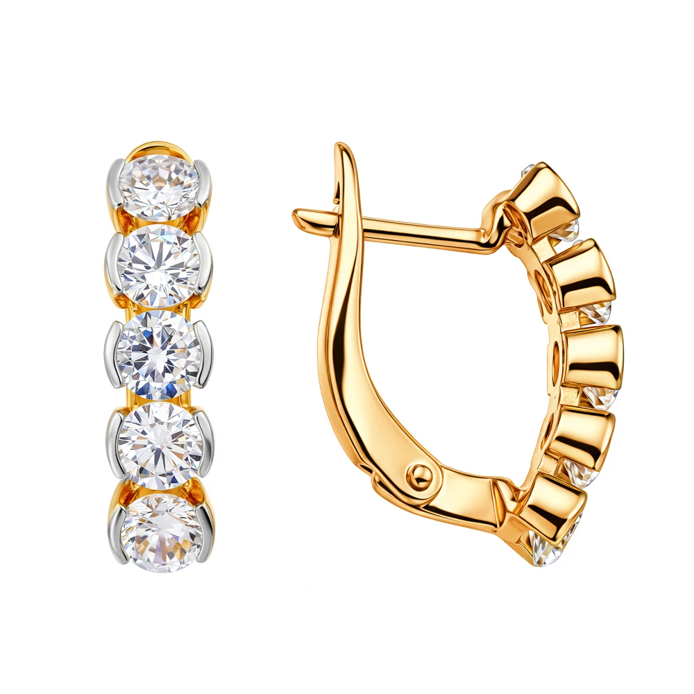 Серьги с фианитами из серебра 925 пробы