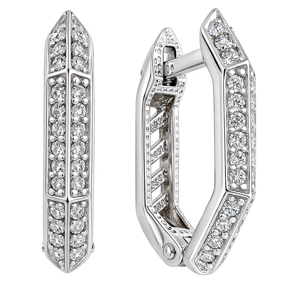 Серьги с фианитами из серебра 925 пробы