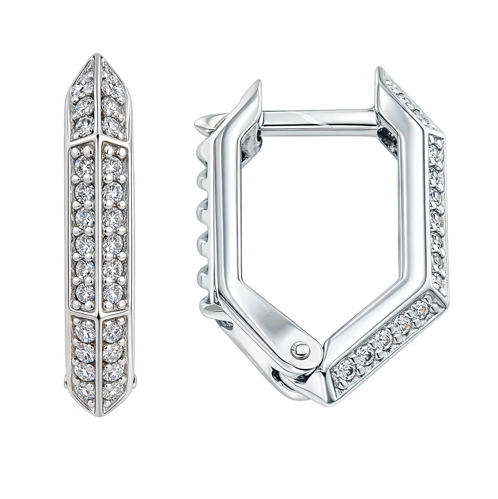 Серьги с фианитами из серебра 925 пробы