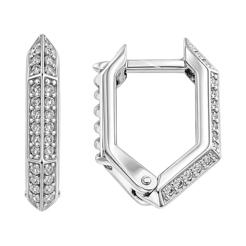 Серьги конго с фианитами из серебра 925 пробы 3