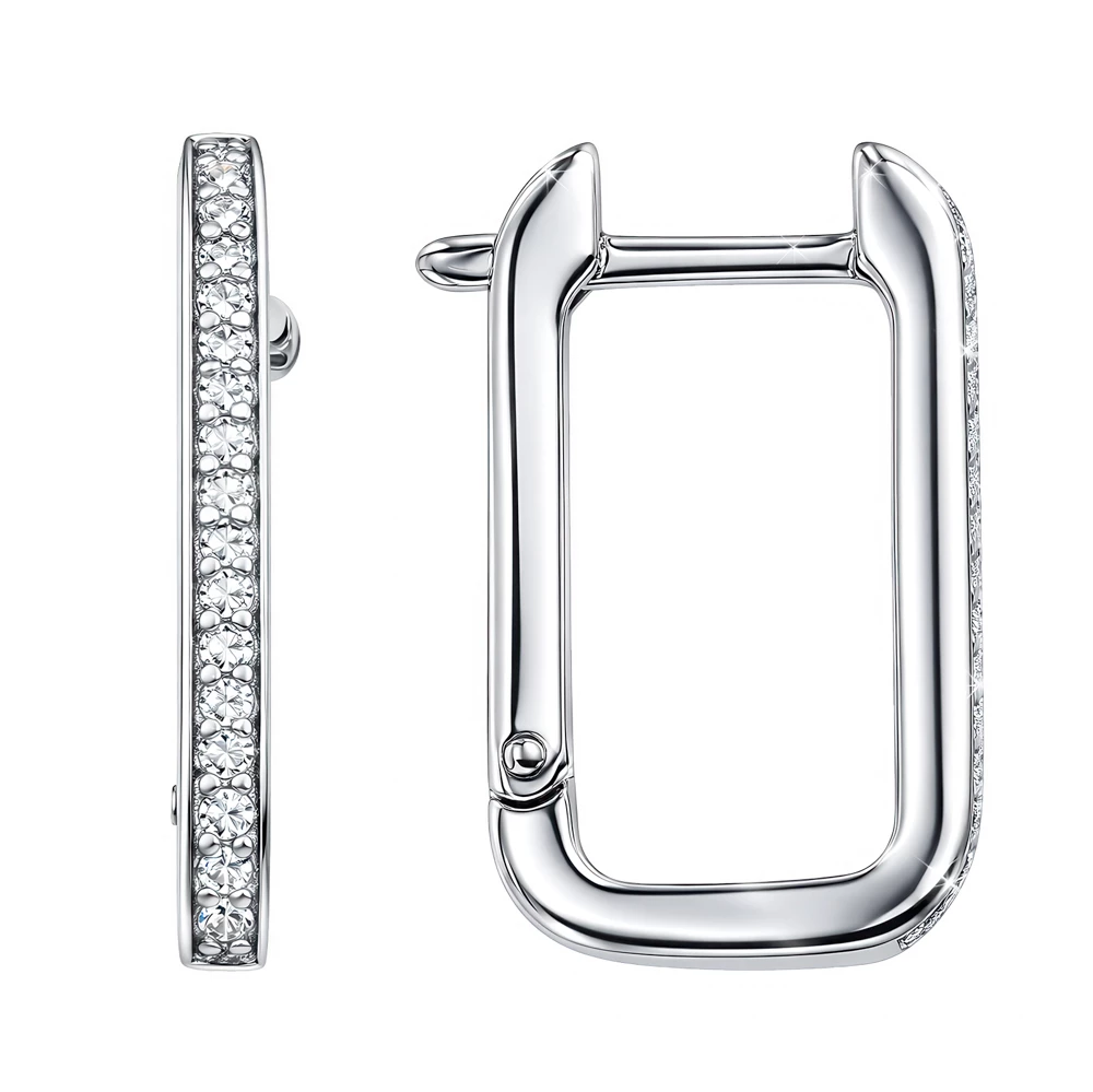 Серьги с фианитами из серебра 925 пробы