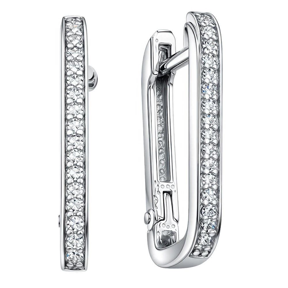 Серьги с фианитами из серебра 925 пробы