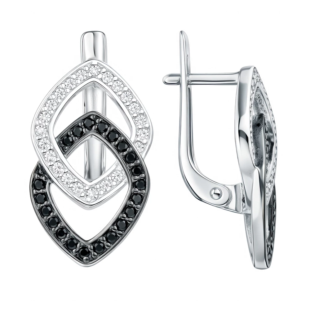 Серьги с фианитами из серебра 925 пробы