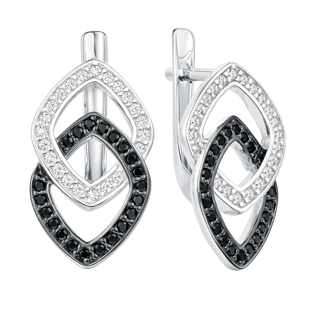 Серьги с фианитами из серебра 925 пробы