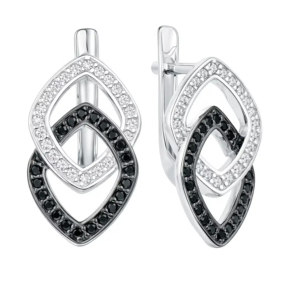 Серьги с фианитами из серебра 925 пробы