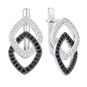 Серьги с фианитами из серебра 925 пробы