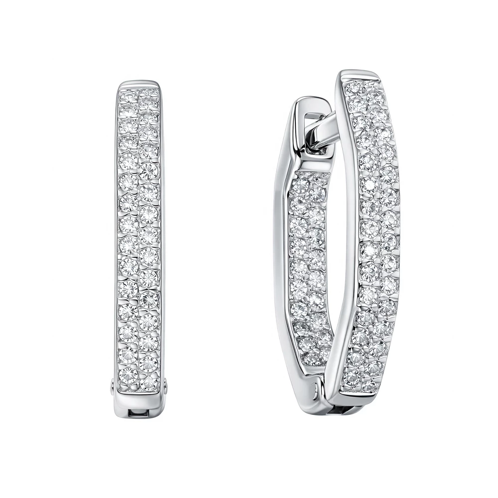 Серьги с фианитами из серебра 925 пробы