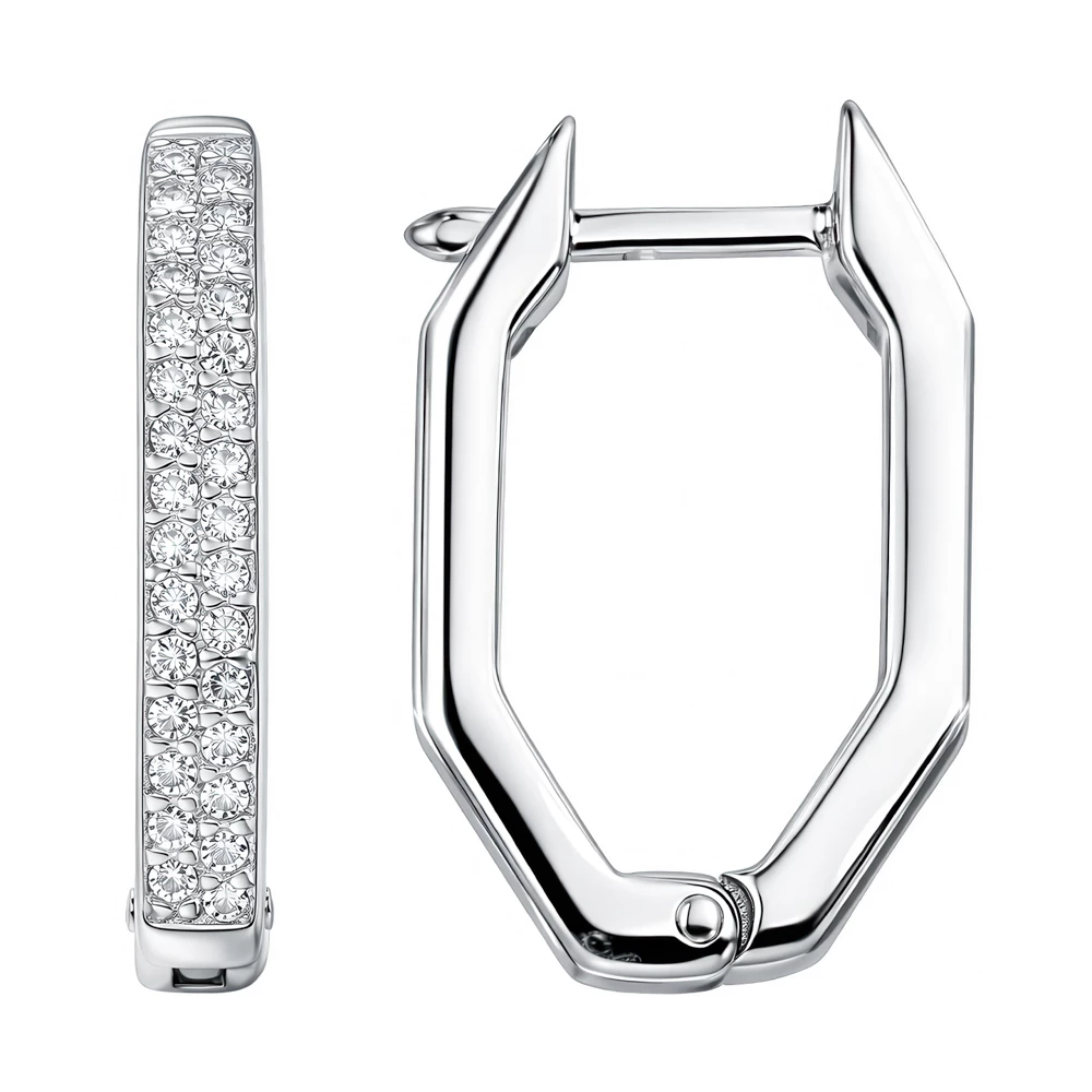 Серьги с фианитами из серебра 925 пробы