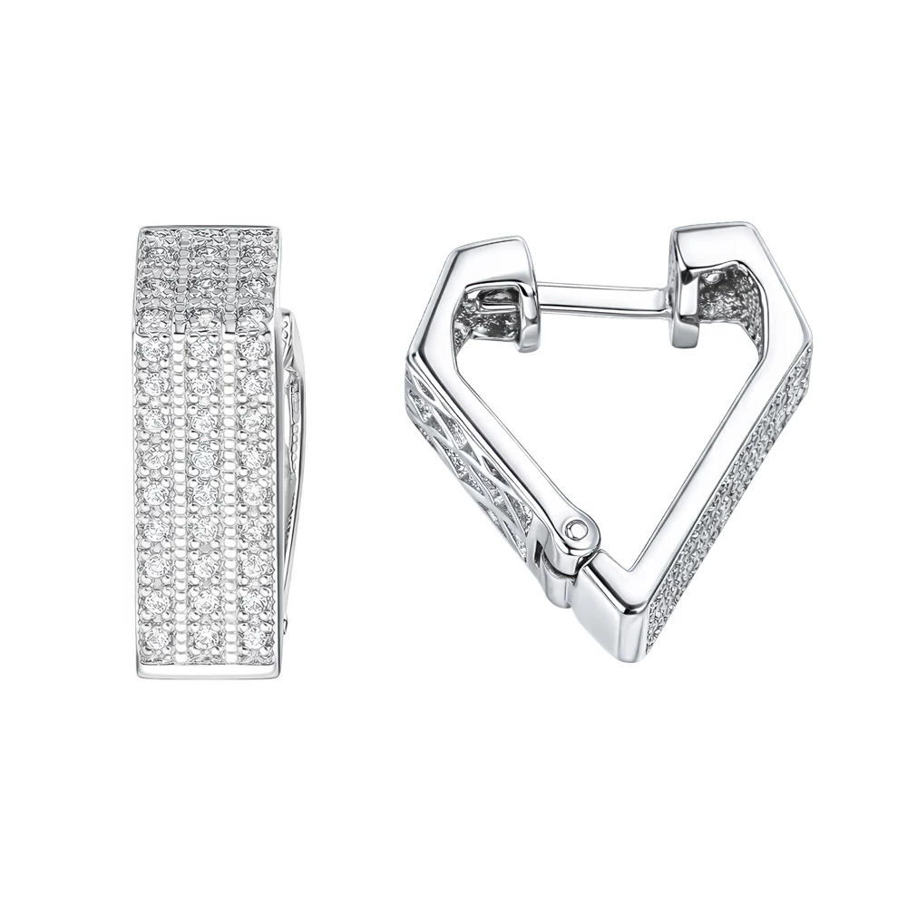 Серьги с фианитами из серебра 925 пробы