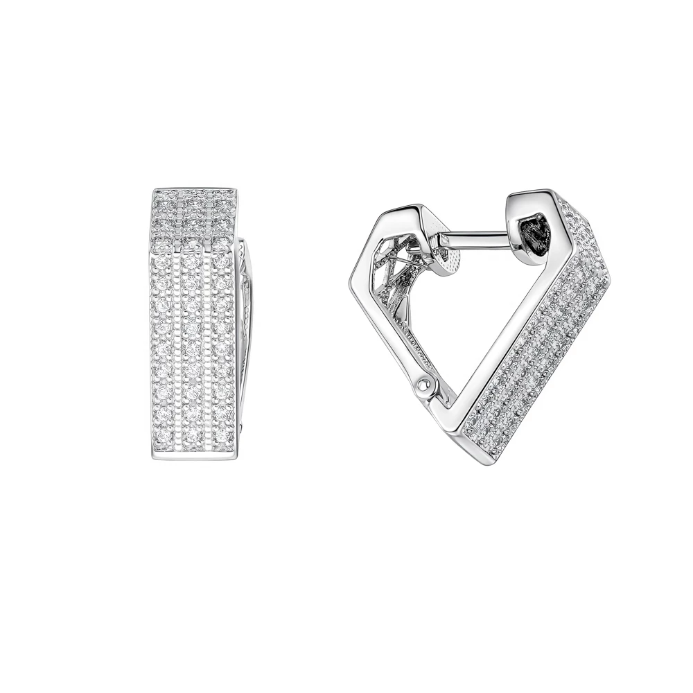 Серьги с фианитами из серебра 925 пробы