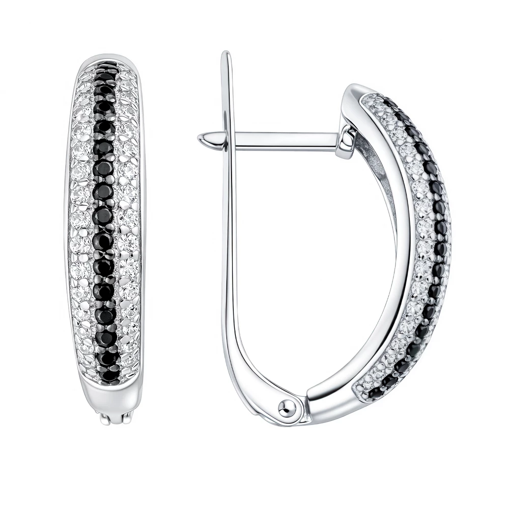 Серьги с фианитами из серебра 925 пробы