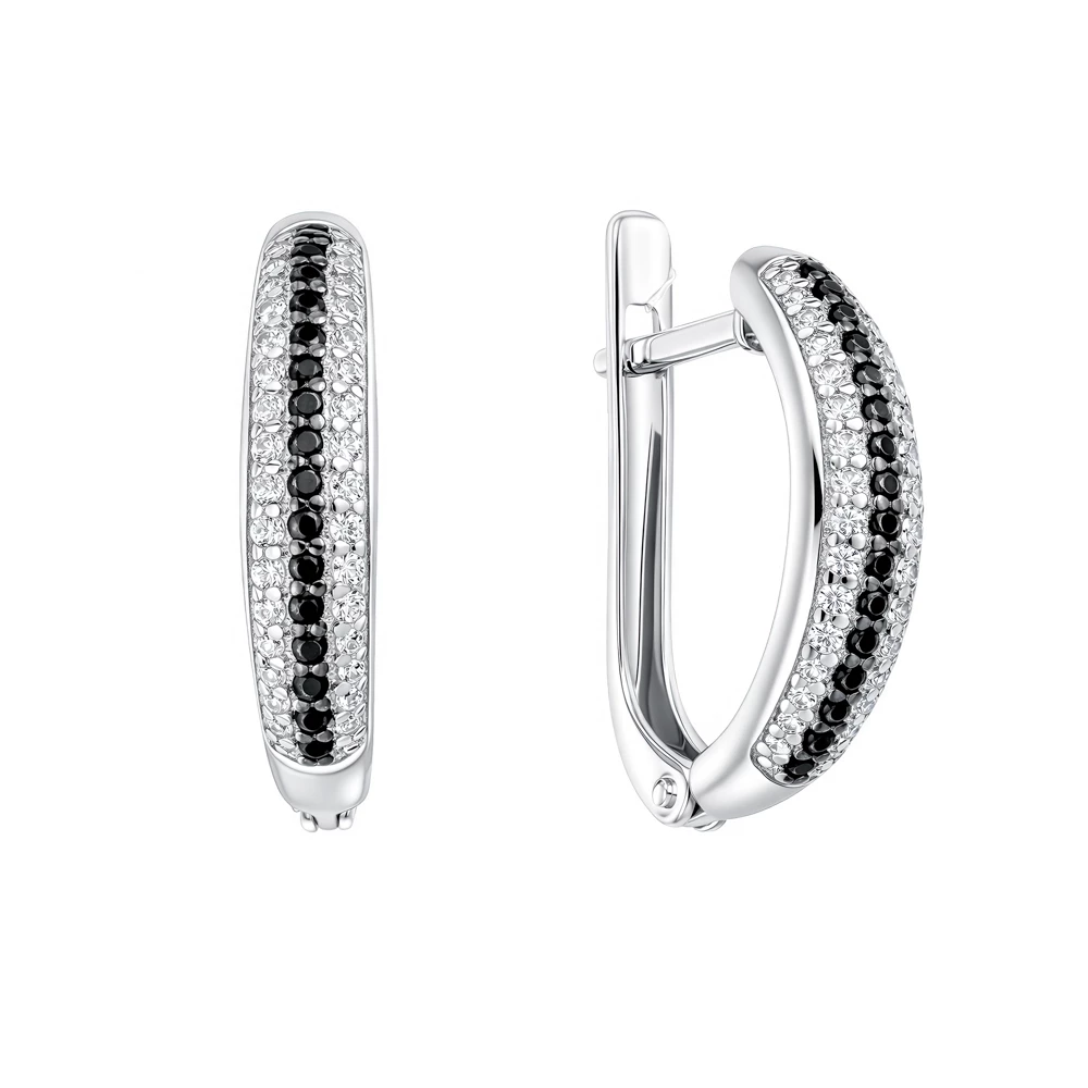 Серьги с фианитами из серебра 925 пробы