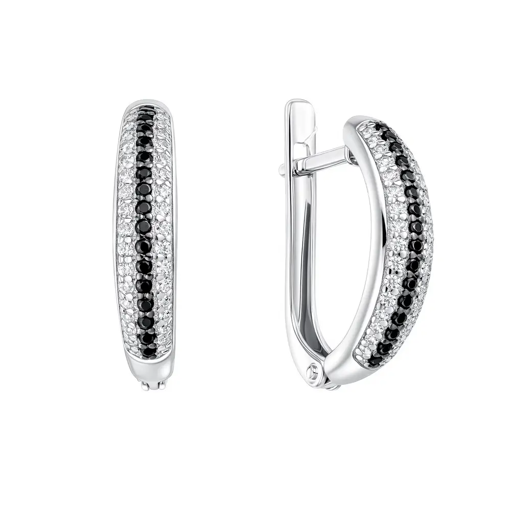 Серьги с фианитами из серебра 925 пробы