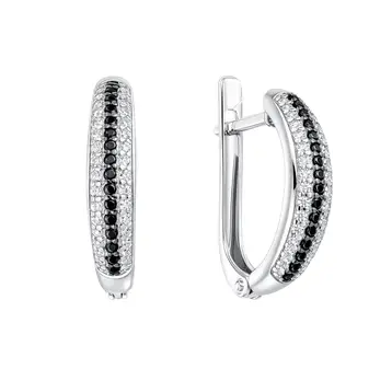 Серьги с фианитами из серебра 925 пробы