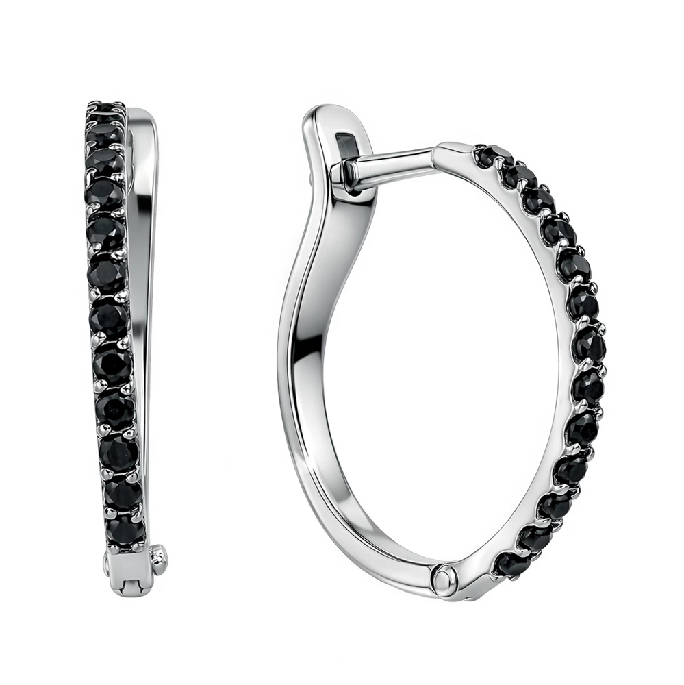 Серьги с фианитами из серебра 925 пробы