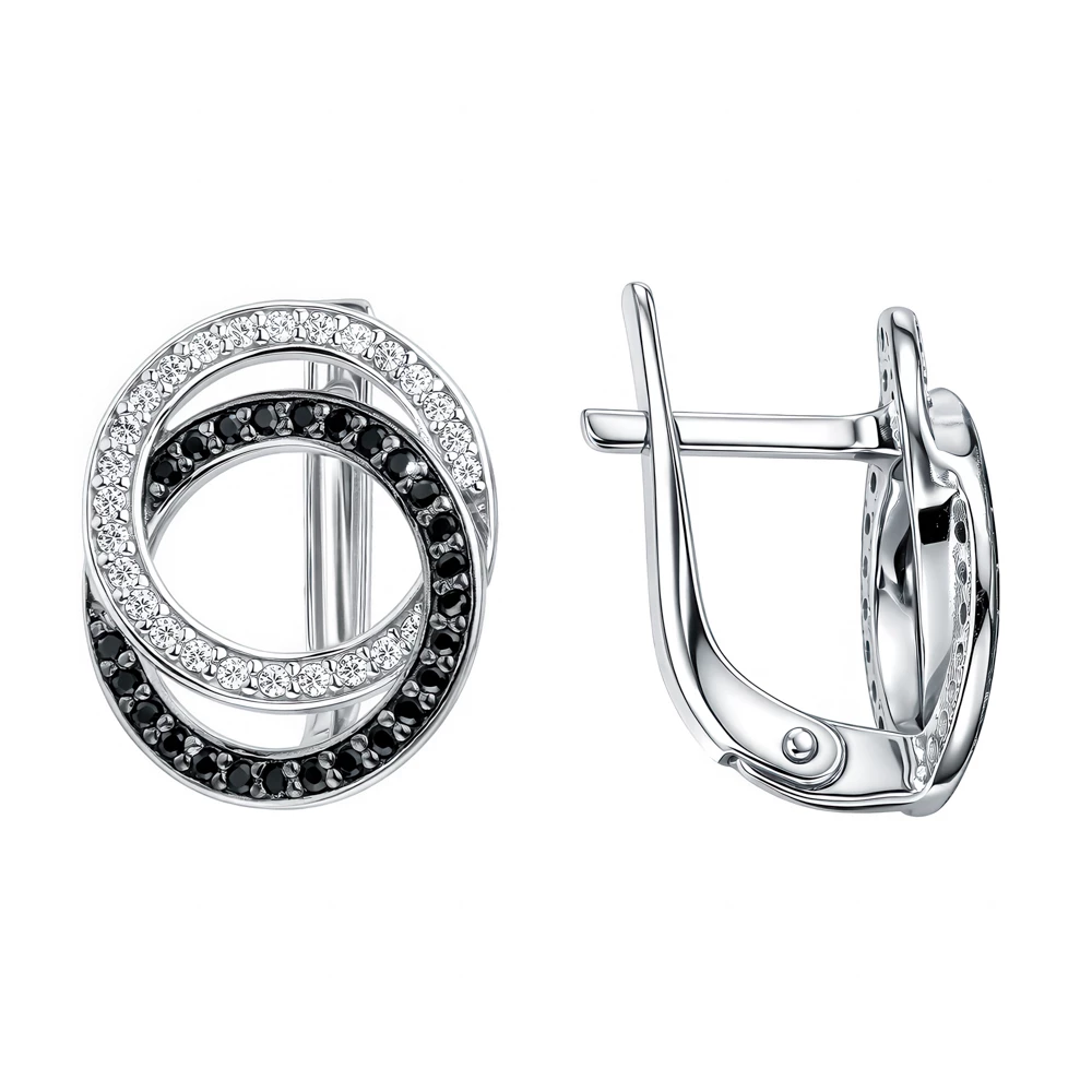 Серьги с фианитами из серебра 925 пробы