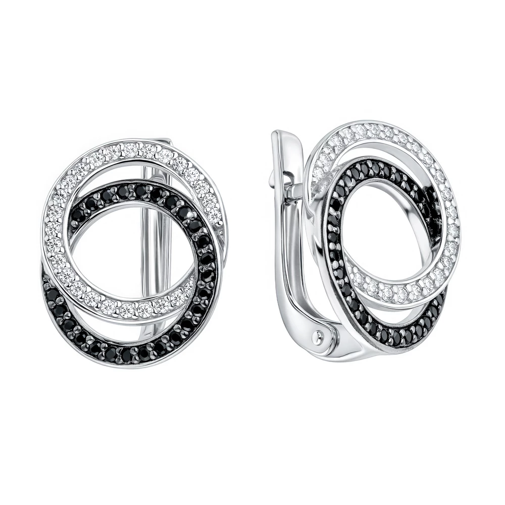 Серьги с фианитами из серебра 925 пробы