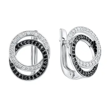 Серьги с фианитами из серебра 925 пробы