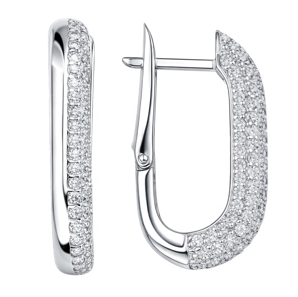 Серьги с фианитами из серебра 925 пробы