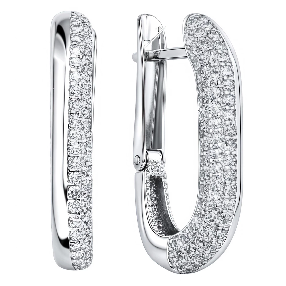 Серьги с фианитами из серебра 925 пробы