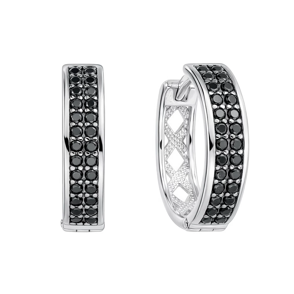 Серьги с фианитами из серебра 925 пробы