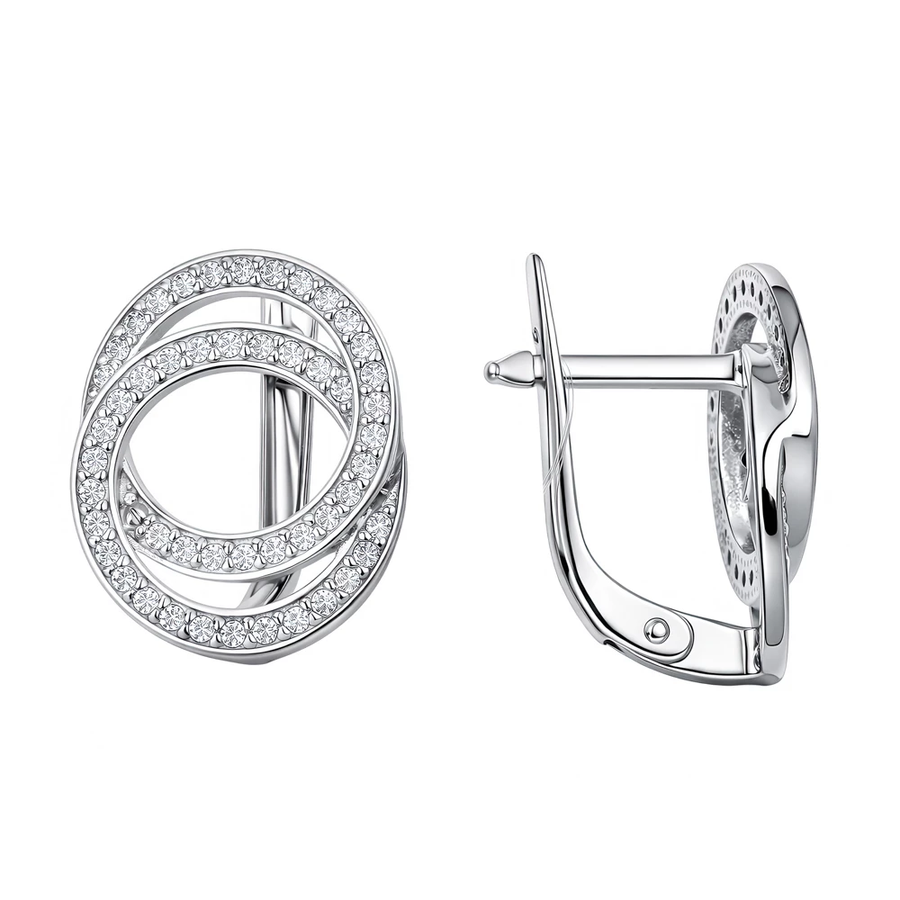 Серьги с фианитами из серебра 925 пробы