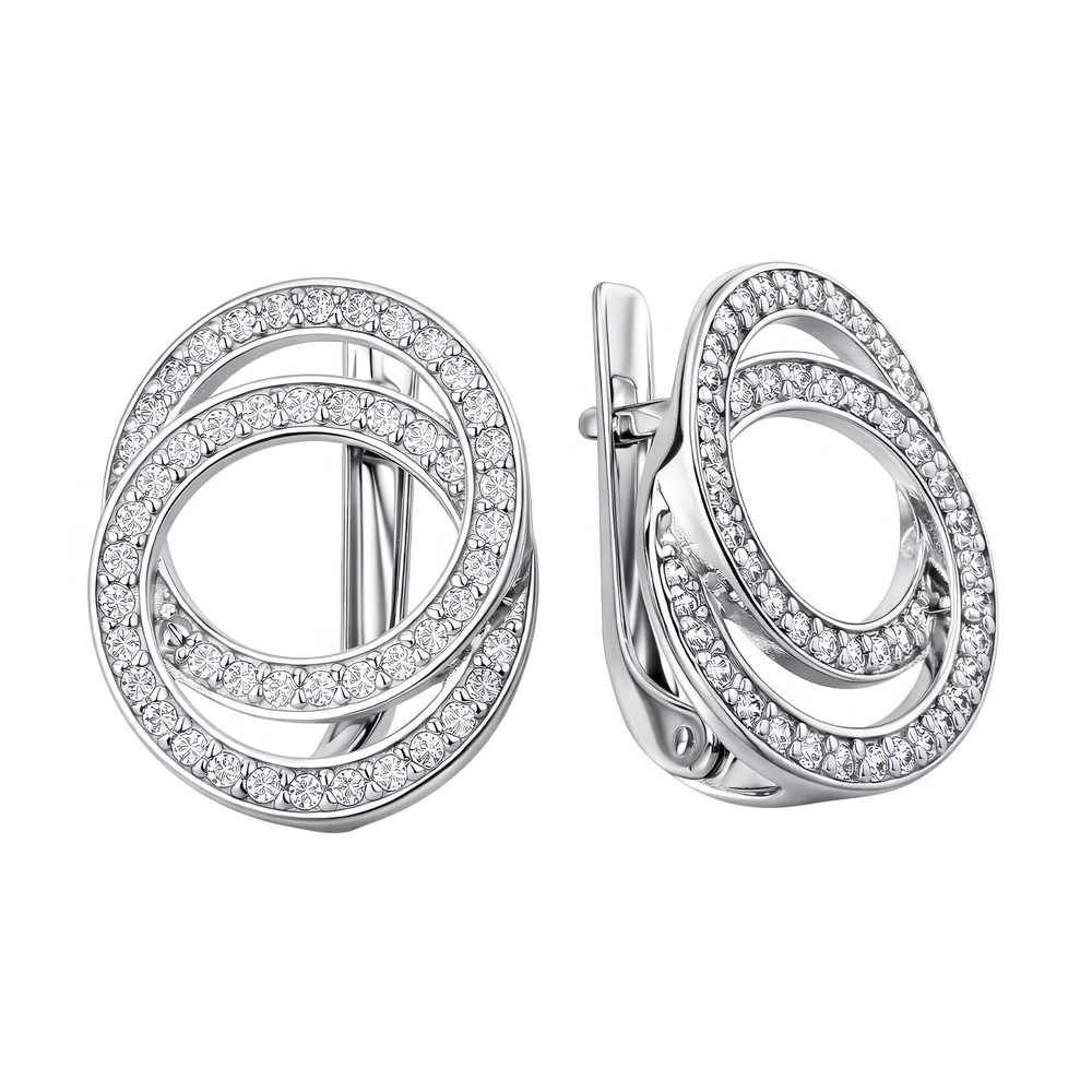Серьги с фианитами из серебра 925 пробы