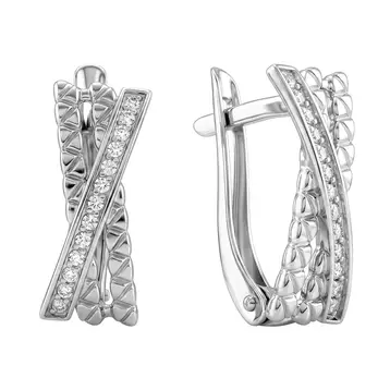 Серьги с фианитами из серебра 925 пробы