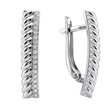 Серьги с фианитами из серебра 925 пробы
