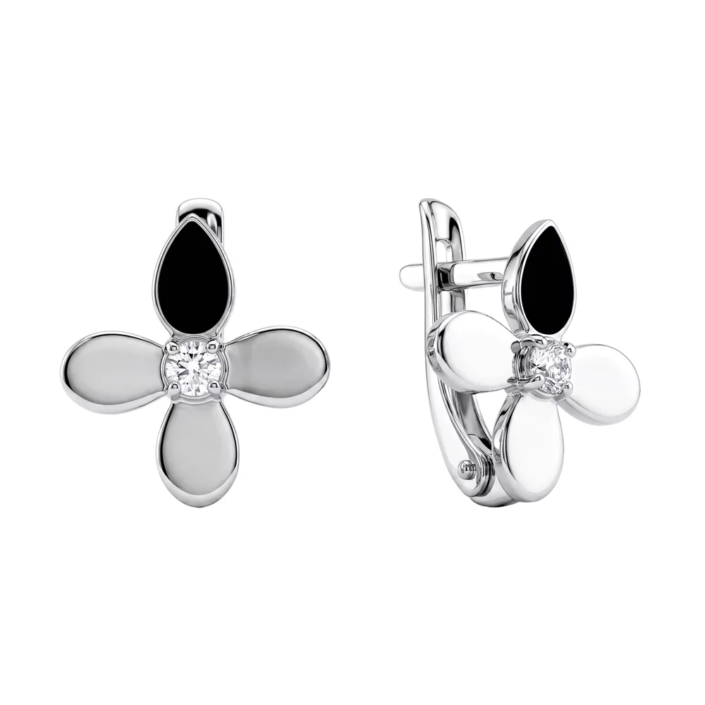 Серьги с фианитами из серебра 925 пробы
