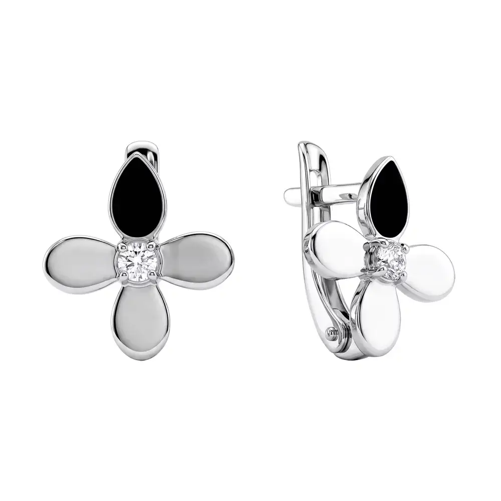 Серьги с фианитами из серебра 925 пробы 1
