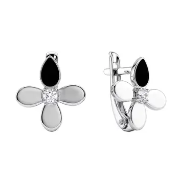 Серьги с фианитами из серебра 925 пробы
