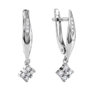 Серьги с фианитами из серебра 925 пробы