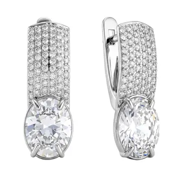 Серьги с фианитами из серебра 925 пробы