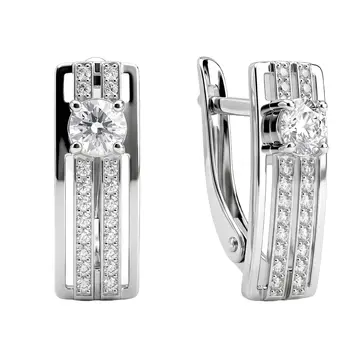 Серьги с фианитами из серебра 925 пробы