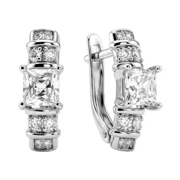 Серьги с фианитами из серебра 925 пробы