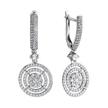 Серьги с фианитами из серебра 925 пробы