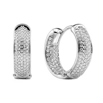 Серьги конго с фианитами из серебра 925 пробы
