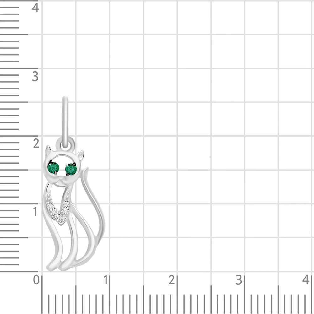 Подвес  Кошка с фианитами из серебра 925 пробы