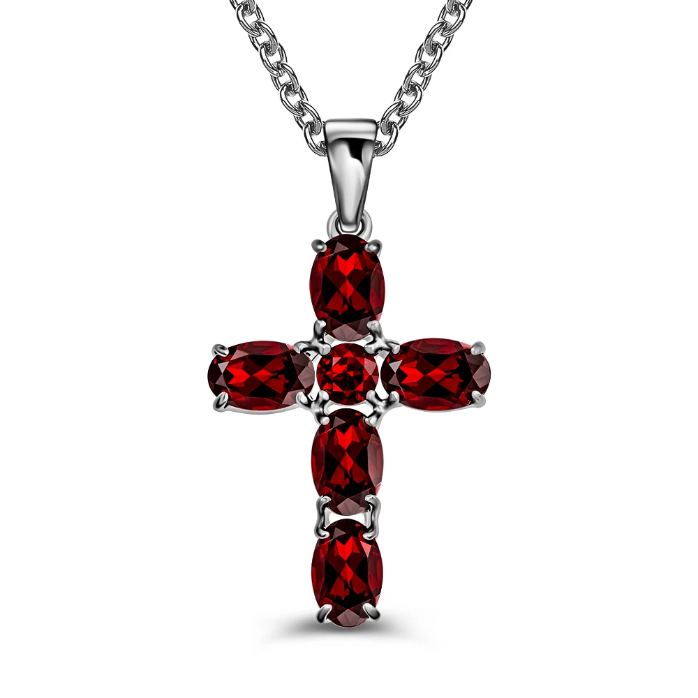 Подвес с гранатами из серебра 925 пробы